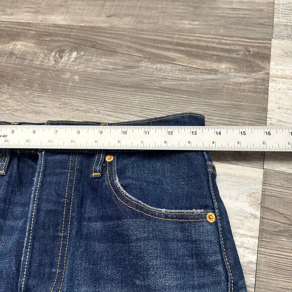 Levis 501 Faded Blue Womens 25x28 Button Fly Frayed Hem Straight Jeans Red Tab - Picture 7 of 13